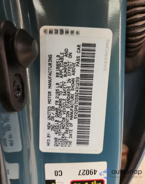 2009 Pontiac Vibe from USA, damaged, VIN 5Y2SP67059Z431259